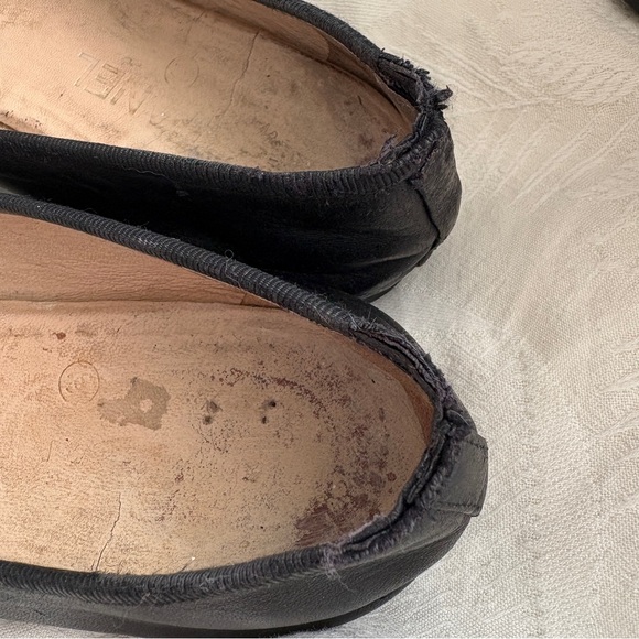 🥀 Authentic Classic CHANEL Ballet Flats in Black Leather Patent Cap-toe sz 37.5🥀 - Picture 13 of 16